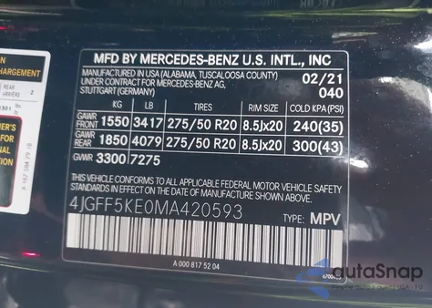 2021 Mercedes-Benz Gls 450 4Matic z USA, uszkodzony, nr VIN 4JGFF5KE0MA420593
